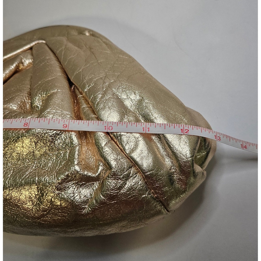 Park Avenue International Vintage 80s Gold Metallic Leather Pouch Clutch Bag USA - Picture 13 of 15
